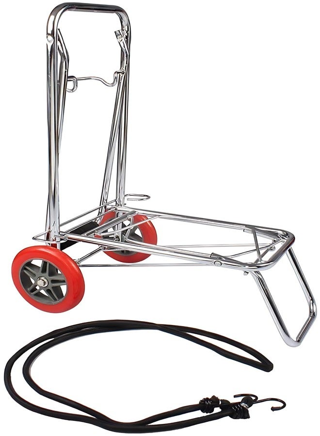 Gladnes Foldable Stainless Steel Luggage Cart Trolley - 2 Wheel Hand Truck with PU Wheels, Bungee Cord & Soft Grip Handle for Travel, Office, Warehouse, Shopping & Home Use - Image 1
